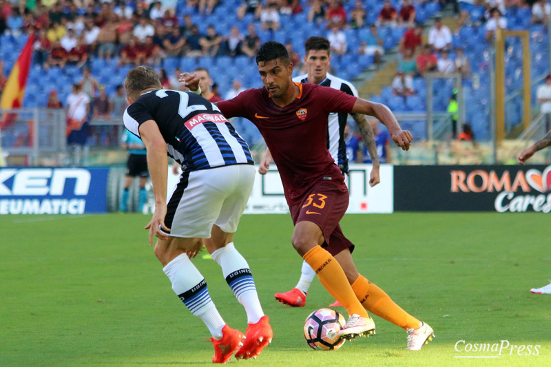 La Roma batte l' Udinese 4-0 con due rigori di Perotti, poi reti di Dzeko e Salah [Foto Cosimo Martemucci]