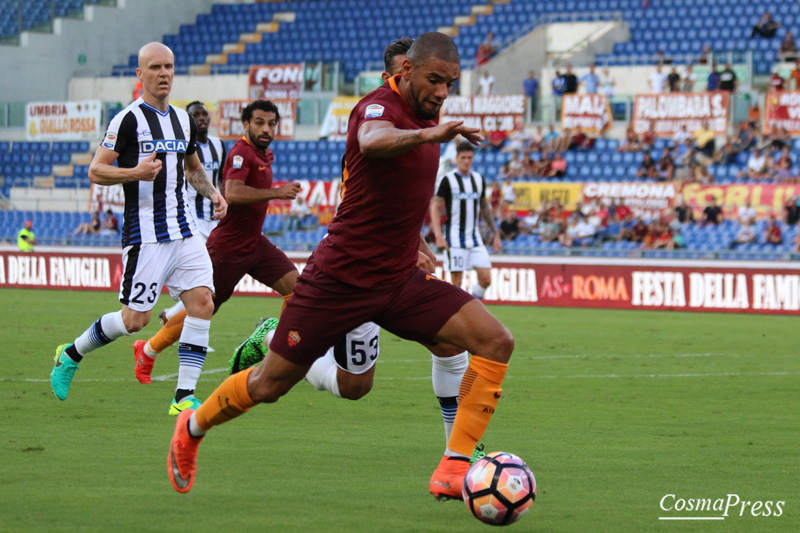 La Roma batte l' Udinese 4-0 con due rigori di Perotti, poi reti di Dzeko e Salah [Foto Cosimo Martemucci]