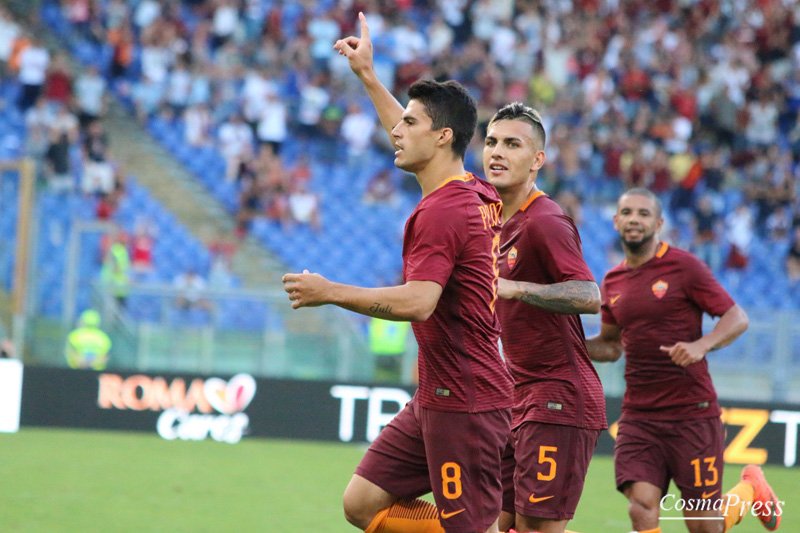 La Roma batte l' Udinese 4-0 con due rigori di Perotti, poi reti di Dzeko e Salah [Foto Cosimo Martemucci]