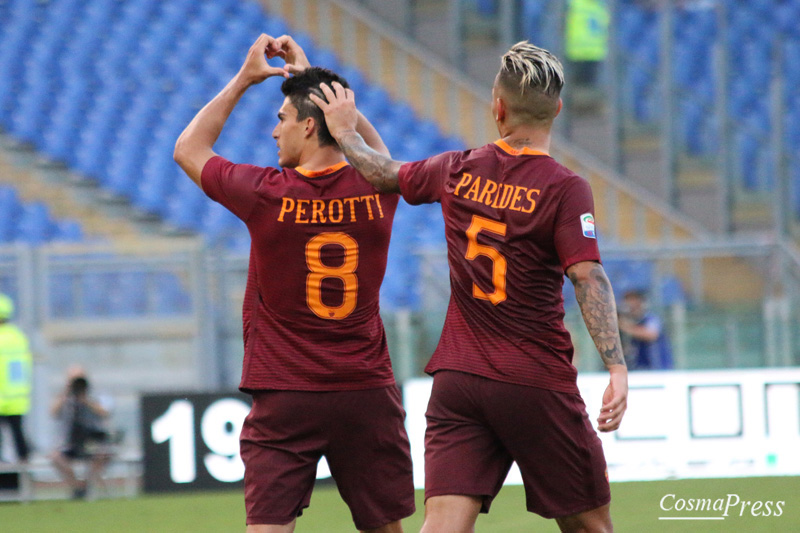 La Roma batte l' Udinese 4-0 con due rigori di Perotti, poi reti di Dzeko e Salah [Foto Cosimo Martemucci]